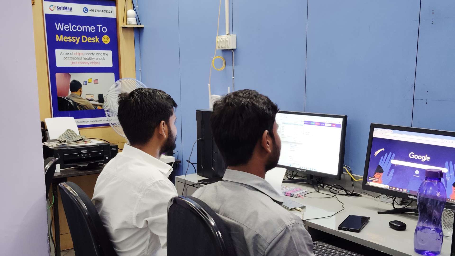Modern workstation setup at SoftMaji's Lucknow office